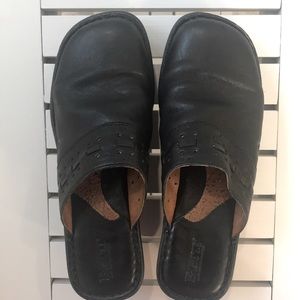 Born Black Wedge Clogs Mules